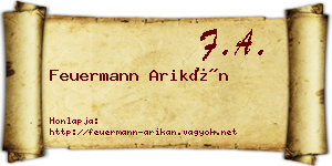 Feuermann Arikán névjegykártya